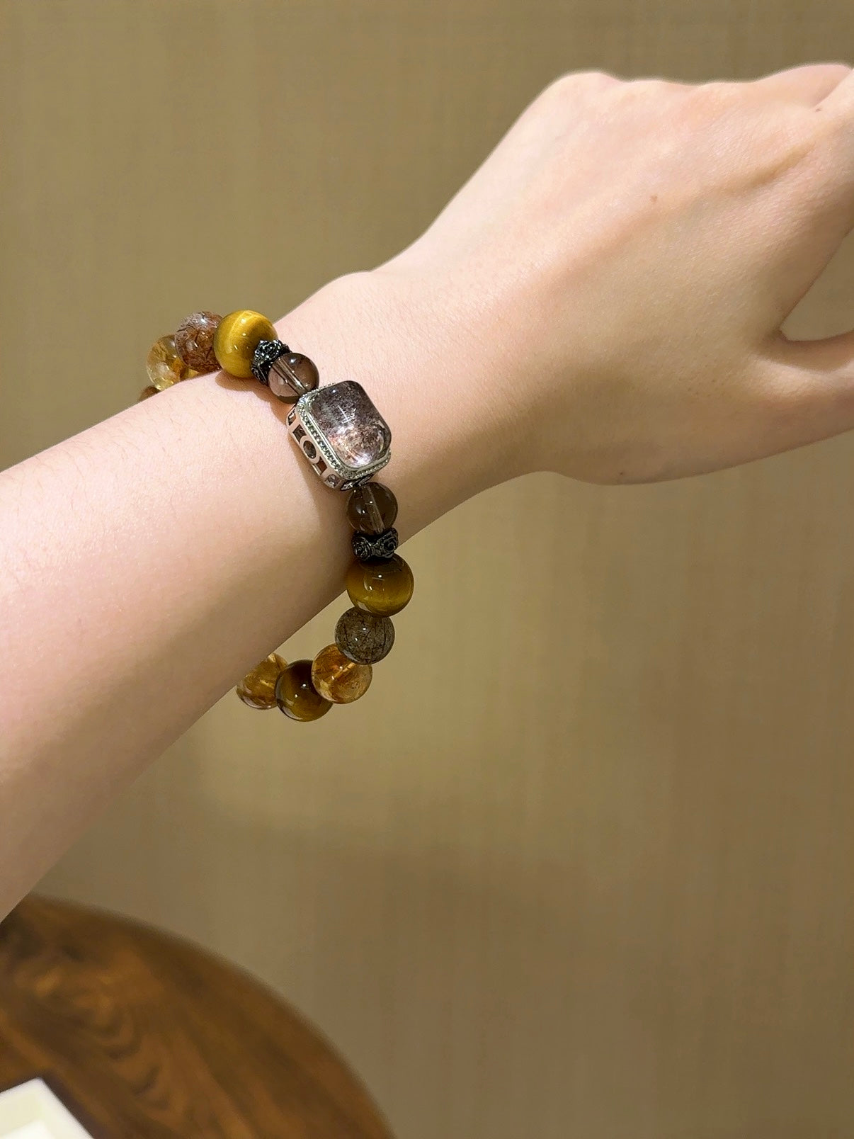 ▫️▪️ Yellow Tiger's Eye, Yellow Tower, Crystal, Black Gold, Super Magic Box Bracelet